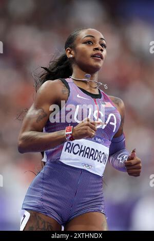 PARIS, FRANCE - AUGUST 03: Sha`carri Richardson of USA competes during